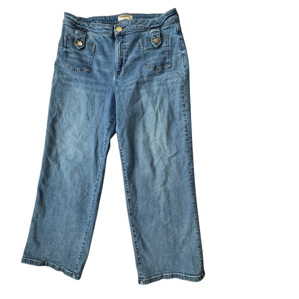Kut from the Kloth Charlotte High Rise Wide Leg Jeans Womens 14 Medium Wash Boho - Picture 10 of 11